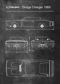 Dodge Charger Retro Patent Poszter Plakát