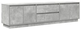 betonszürke TV-szekrény LED lámpákkal 193,5x41x50 cm