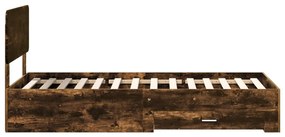 vidaXL Ágykeret fejtámlával fiókkal Füstölt tölgy 75 x 190 cm Faanyag