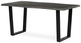 Masă de sufragerie, 160x90x75 cm, blat MDF, decor stejar gri, picioare metalice in forma de U