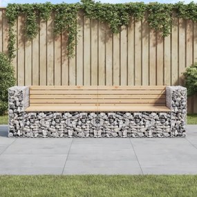 vidaXL tömör fenyőfa gabion kerti pad 244x71x65,5 cm