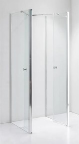 Stuxi Roma 70x70 falsíkra szerelhető 3 oldalú kétszárnyú nyílóajtós zuhanykabin 6 mm vízlepergető biztonsági üveggel, króm elemekkel, 195 cm magas
