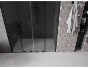 Mexen Velar Duo, tolózuhanyajtó nyitáshoz 150 cm, 8mm szürke üveg, fekete matt, 871-150-000-42-70