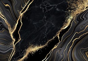 Fotótapéta - Fekete és arany márvány (147x102 cm)