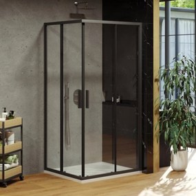 Ravak Blix Slim zuhanyajtók 100 cm tolható fekete matt üveg/átlátszó üveg X1XMA0300Z1
