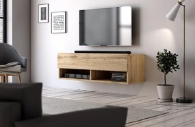 Suport TV de perete în culoarea stejarului. Cu iluminare LED. RTV Vivo LE (VI-3) 140