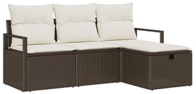 vidaXL Kanapé Szett párnával tárolóval 4 pcs Barna és Krém polirattan