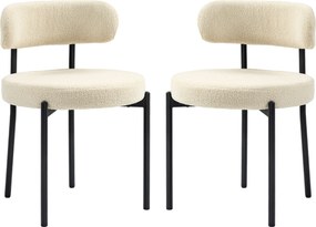 HOMCOM 2 db modern étkezőszék kasmír hatású huzattal és fekete acél lábakkal, részére nappali, étkező vagy hálószoba, bézs | Aosom