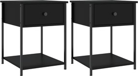 vidaXL 2 db fekete szerelt fa éjjeliszekrény 44 x 45 x 58 cm