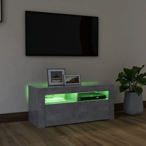 betonszürke TV-szekrény LED-világítással 90 x 35 x 40 cm