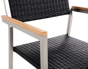 Kerti étkező szett Grosso (fekete) (rattan szék) (8 személy részére) (kő). 1011646