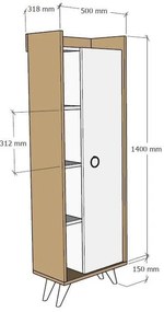 Polcosszekrény Sipadi (tölgy + fehér) . 1094235