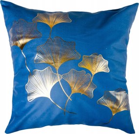 Kék párnahuzat 40x40 ginkgo levél motívummal