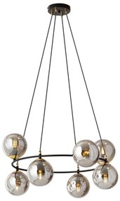 Csillár zsinóron AZURA 8xE14/10W/230V fekete/szürke