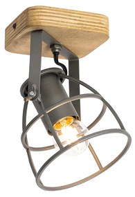 Ipari spotlámpa sötét szürke fával állítható - Arthur