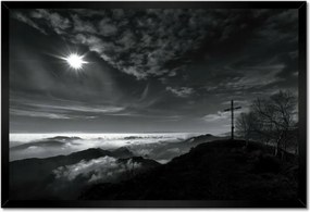 Poszterek keretben 60x40 Hegyi panoráma kereszttel