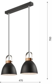 DANIELLE függeszték 2xE27/60W/230V, kábellel