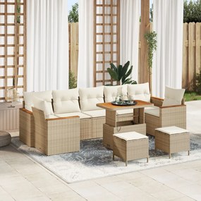 Kerti Kanapé Szett 10 pcs Bézs 90 x 55 x 71 cm Poli rattan