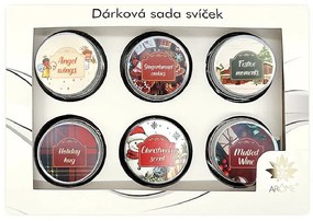 Arome gyertya szett üdvözlőkártyával 28 g,ajándékdobozban, Winter, 6 db-os mix