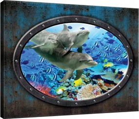 Vászonkép 60x40 Víz alatti világ delfinek korallzátony tengeri élet óceán nyugalom