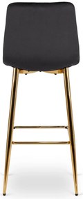 Fekete Bársony Bárszék Aranyszínű Lábbal. ARIEL