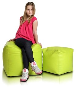 Babzsák széklet block kocka lime zöld ökobőr TiaHome