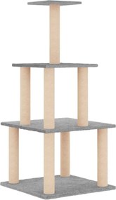 vidaXL világosszürke macskabútor szizál kaparófákkal 111 cm