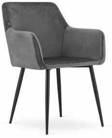 PreHouse FONDI szék - bársonyszürke / fekete lábak