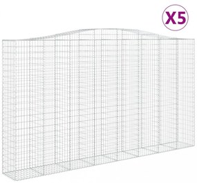 5 db íves horganyzott vas gabion kosár 400x50x220/240 cm