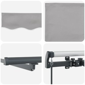 Kézi Behúzható Napellenző LED Fénnyel Világosszürke 450x300 cm