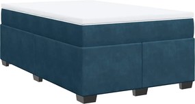 vidaXL sötétkék bársony rugós ágy matraccal 120 x 200 cm