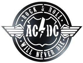 Vidám Fal |  Fából készült fali dekoráció AC/DC fekete