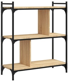 3 szintes sonoma tölgy színű fa könyvespolc 76 x 32 x 88 cm