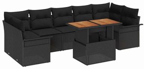 vidaXL Kerti Kanapé Szett párnával 8 pcs Fekete