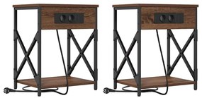 Éjjeliszekrény 2 pcs barna tölgy 41 x 31 x 51 cm Faanyag