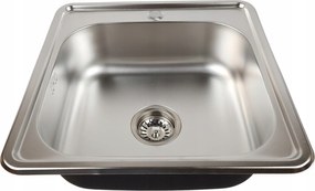 Klasszikus Acél mosogató Micro Len 48x48x18 cm Vastagság: 1 mm Szifon Ingyenes szállítás