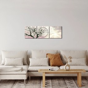 Rózsaszín fa képe (órával) (90x30 cm)
