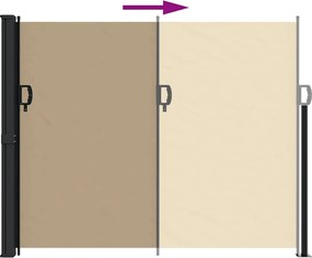 Bézs behúzható oldalsó napellenző 160 x 600 cm