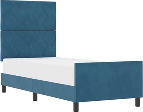 vidaXL Boxrugós ágy fejtámlával Sötét kék 80 x 200 cm Bársony