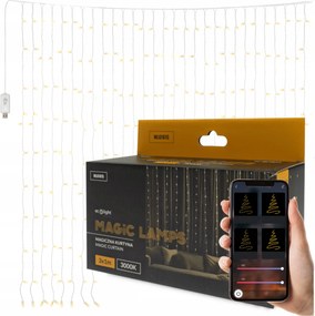 Fényfüggöny 200 Led 3x1m Karácsonyfa Lámpák Ablakra Meleg Alkalmazás