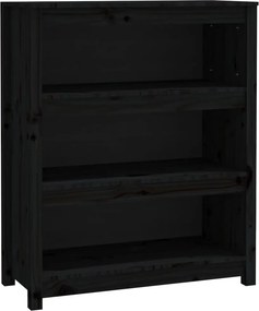 vidaXL fekete tömör fenyőfa könyvszekrény 80x35x97 cm