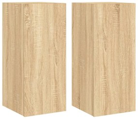 2 db sonoma tölgy színű fali TV-szekrény LED-del 30,5x35x70 cm