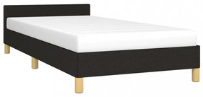 fekete szövet ágykeret fejtámlával matrac nélkül 90x200 cm