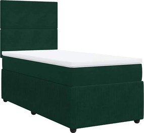 vidaXL sötétzöld bársony rugós ágy matraccal 100 x 200 cm