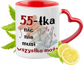 Születésnap 55 55-es 55-ös Piros Bögre Szív Alakú Füllel Ajándék