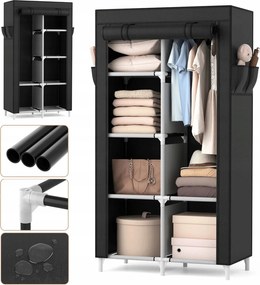 Textil Gardróbszekrény Ruhaakasztó Összecsukható Szilárd