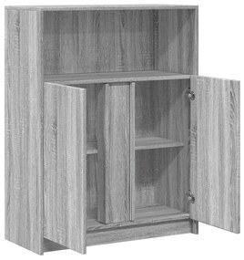 szürke sonoma szerelt fa tálalószekrény LED-del 77x34x100 cm