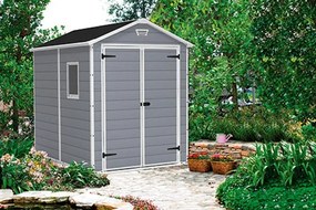 Keter MANOR 6 x 8 DD kerti tároló szürke / fehér, padlóval