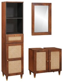 Fürdőszobai bútorok fiókkal 3 pcs 38 x 33 x 160 cm Tömör Mangófát