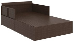 barna polyrattan napozóágy párnával 182 x 118 x 63 cm
